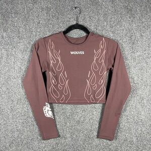 Darc Sport Crop Top Compression Performance Long Sleeve Brown Womens Size Medium